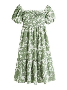 Abercrombie & Fitch Green and White Floral Midi Dress